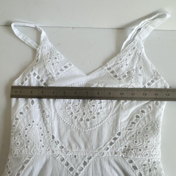 Japna Dress Womens S White Eyelet Embroidered Scalloped Hem Cottagecore Peasant - Picture 9 of 13